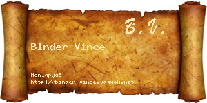 Binder Vince névjegykártya